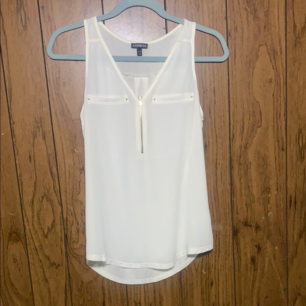 Express White Sleeveless Tank Top with Zipper Detail
